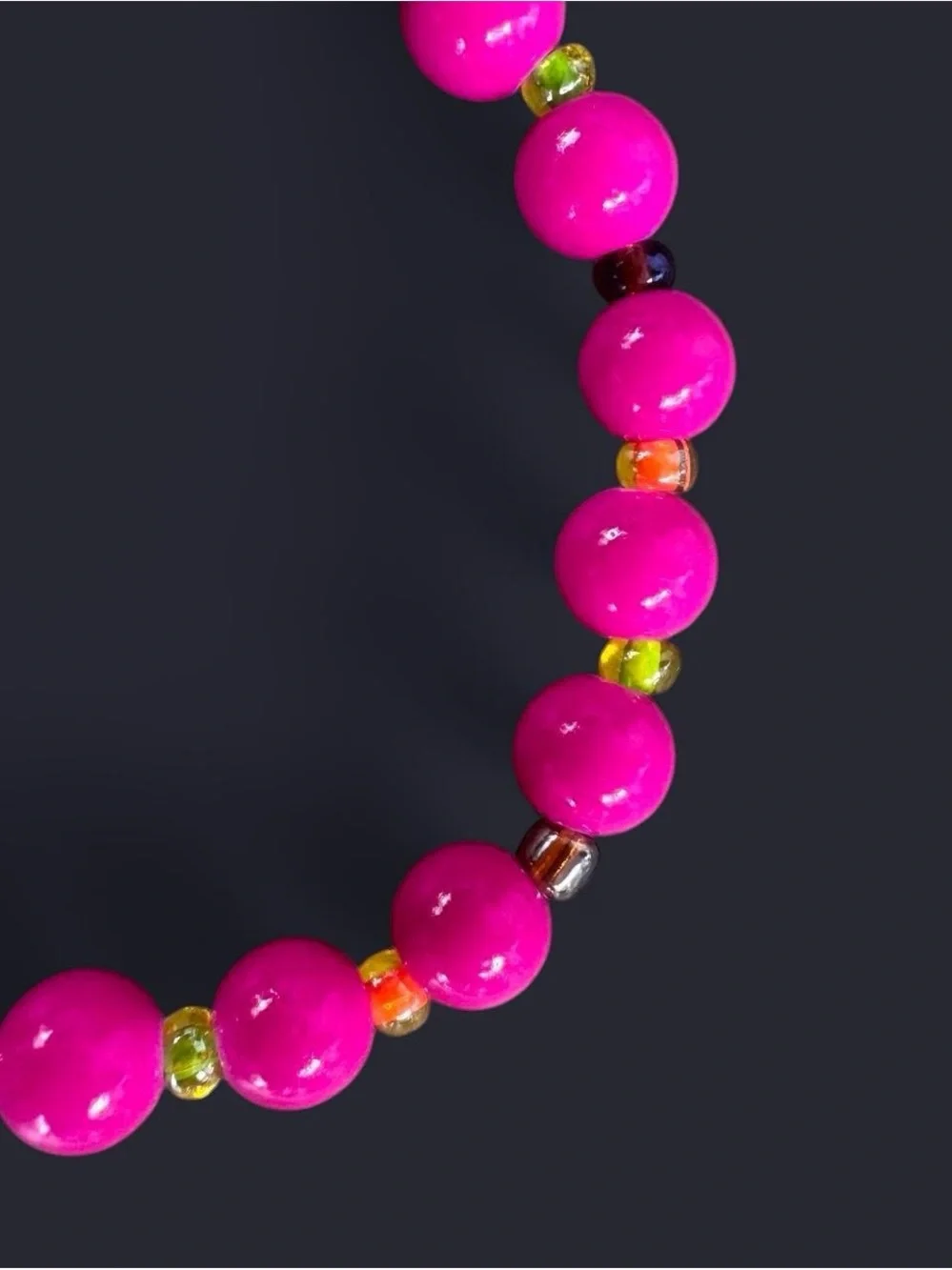 Pink Riot Glass Bead Bracelet